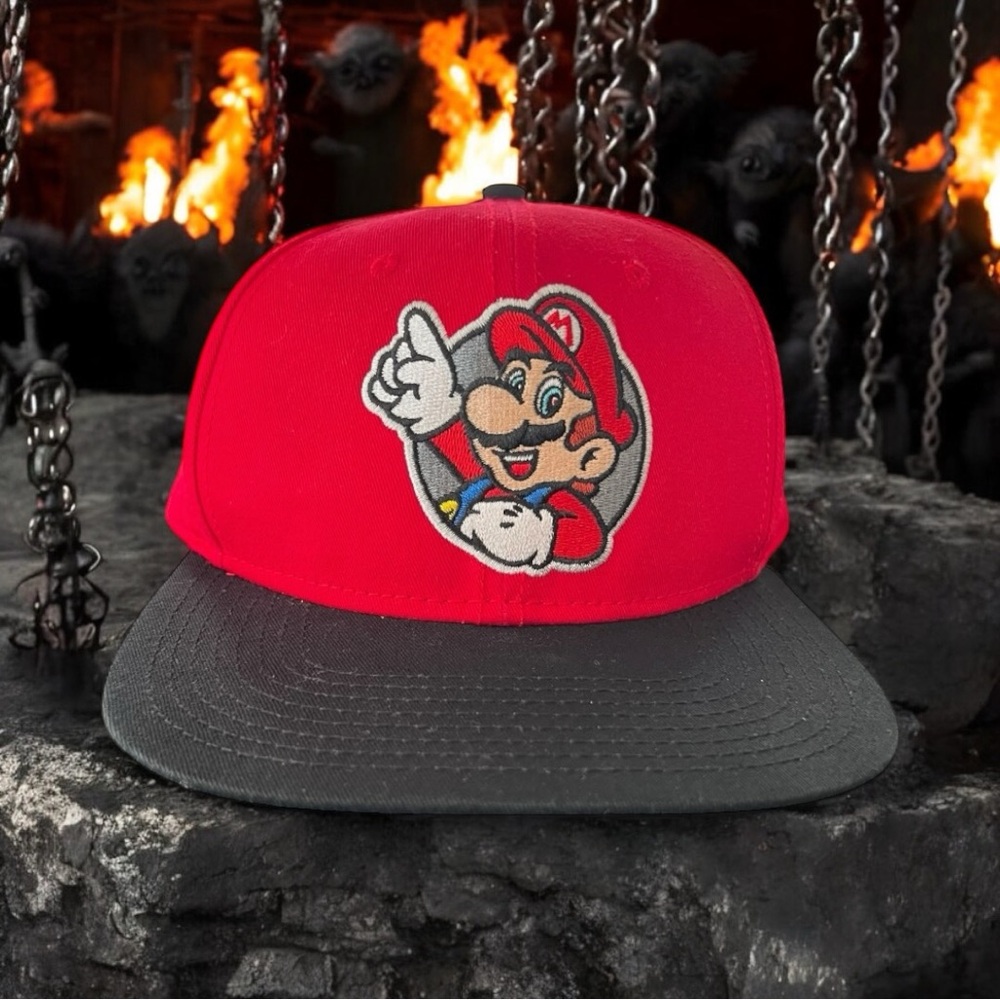 Nintendo Super Mario Cap One Size Adjustable Back Red Pre Owned Great Condition - Picture 11 of 14